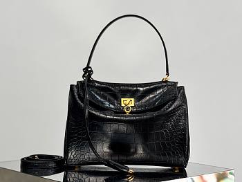 Okify Balenciaga Small Rodeo Crocodile Pattern Tote Bag In Black 29x20x10cm 