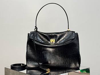 Okify Balenciaga Medium Rodeo Crocodile Pattern Tote Bag In Black 35x23x11cm 