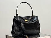 Okify Balenciaga Medium Rodeo Crocodile Pattern Tote Bag In Black 35x23x11cm  - 4