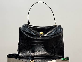 Okify Balenciaga Large Rodeo Crocodile Pattern Tote Bag In Black 40x30x13cm 