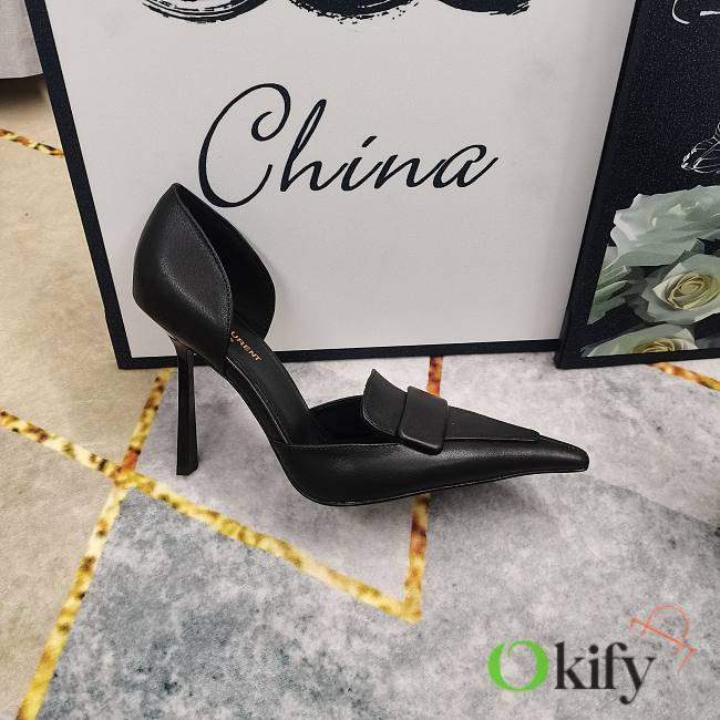 Okify YSL D'orsay Pumps Heels In Black Smooth Leather EU34-43 - 1