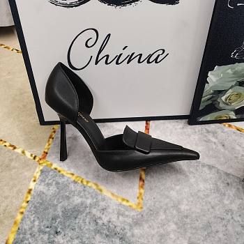 Okify YSL D'orsay Pumps Heels In Black Smooth Leather EU34-43