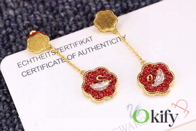 Okify Swarovski Red Flowers Earrings  - 1