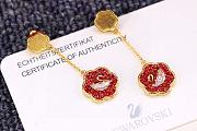 Okify Swarovski Red Flowers Earrings  - 1