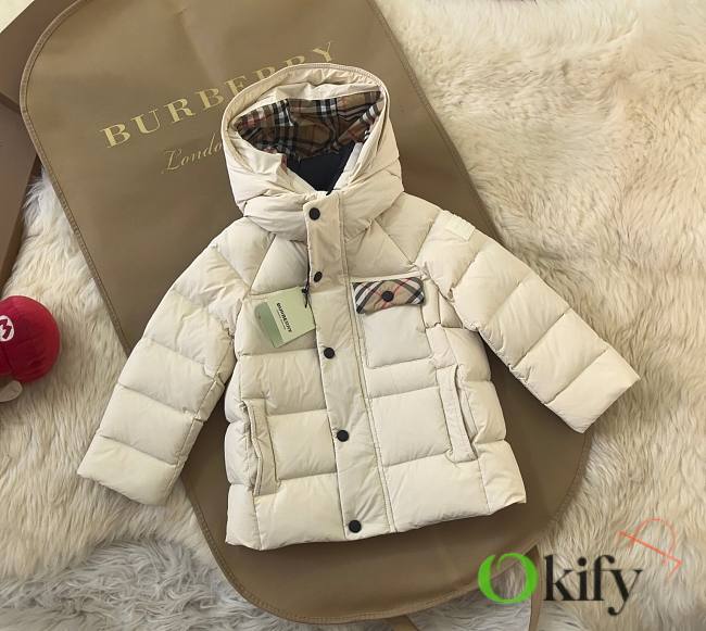 Okify Burberry White Down Jacket For Children 110-160  - 1