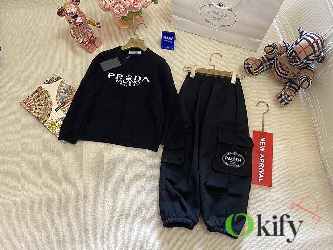 Okify Prada Set Of Black Sweater And Pants For Children 90-140  - 1