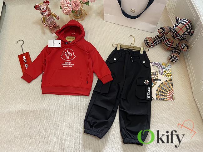 Okify Moncler Set Of Red Sweater And Black Pants For Children 90-140  - 1