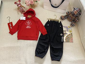 Okify Moncler Set Of Red Sweater And Black Pants For Children 90-140 