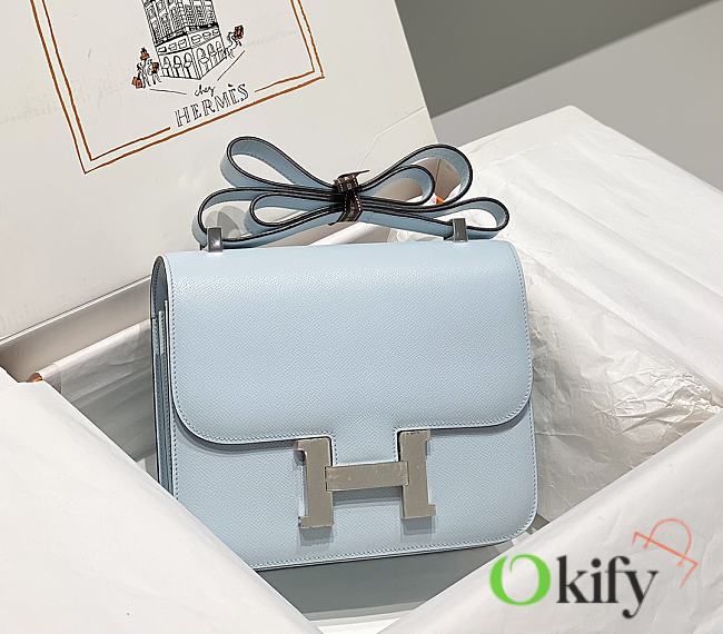 Okify Hermes Constance Bag In Light Blue Epsom Leather 23cm - 1