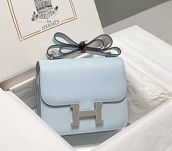 Okify Hermes Constance Bag In Light Blue Epsom Leather 23cm