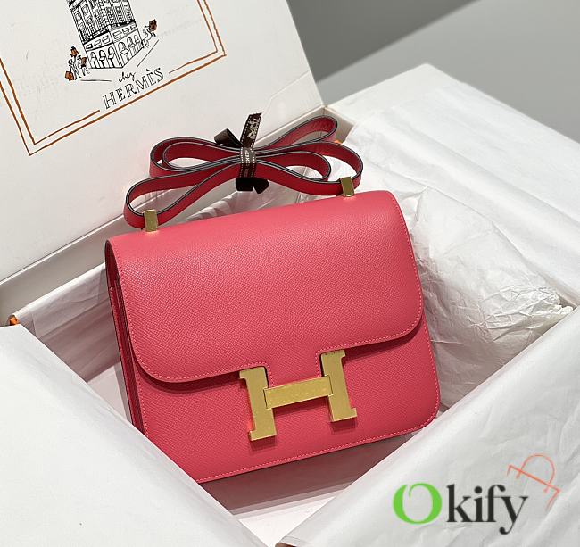 Okify Hermes Constance Bag In Pink Epsom Leather 23cm 20463 - 1