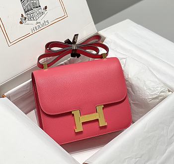 Okify Hermes Constance Bag In Pink Epsom Leather 23cm 20463