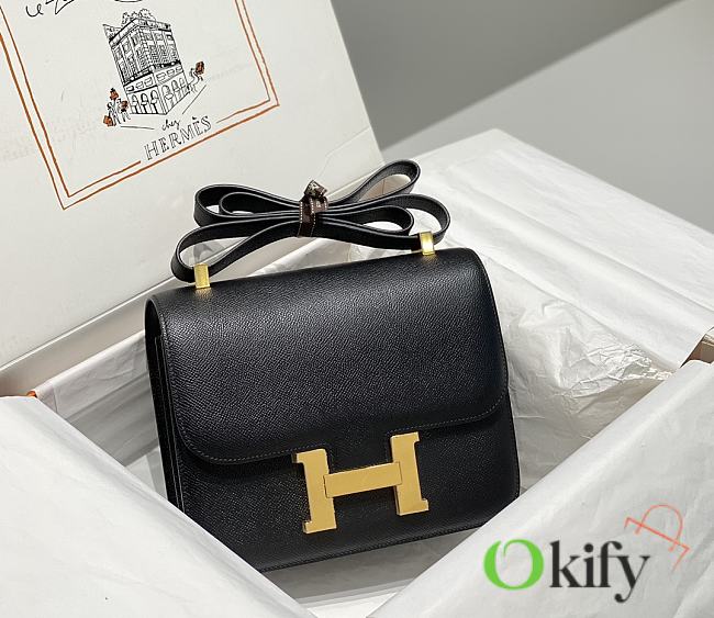 Okify Hermes Constance Bag In Black Epsom Leather 23cm  - 1