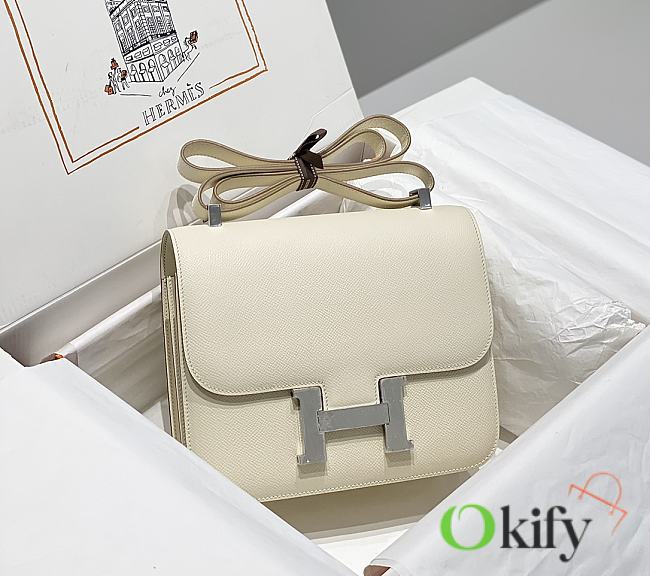 Okify Hermes Constance Bag In White Epsom Leather With Silver Hardware 23cm  - 1