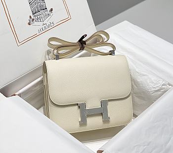 Okify Hermes Constance Bag In White Epsom Leather With Silver Hardware 23cm 