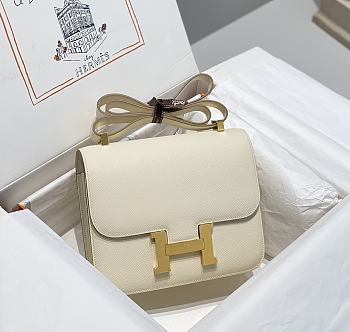 Okify Hermes Constance Bag In White Epsom Leather With Gold Hardware 23cm 