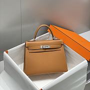 Okify Hermes Kelly Bag In Brown Epsom Leather With Silver Hardware 28cm  - 1