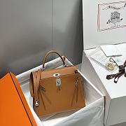 Okify Hermes Kelly Bag In Brown Epsom Leather With Silver Hardware 28cm  - 2