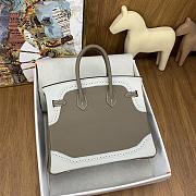 Okify Hermes Birkin Grey Bag With White Lace Trim 25cm  - 4