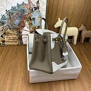 Okify Hermes Birkin Grey Bag With White Lace Trim 25cm  - 3