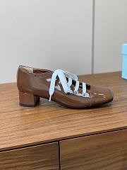 Okify Prada Block Heel Lace-up Shoes In Brown EU35-41  - 3