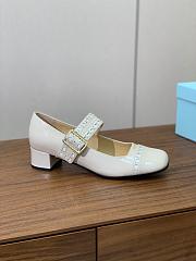 Okify Prada Mary Jane Block Heel Pumps In Cream Patent Leather EU35-41 - 4