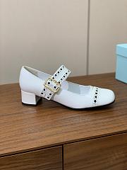 Okify Prada Mary Jane Block Heel Pumps In White Patent Leather EU35-41 - 2