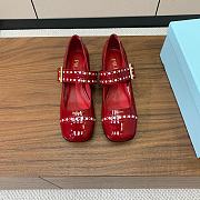 Okify Prada Mary Jane Block Heel Pumps In Red Patent Leather EU35-41 - 2