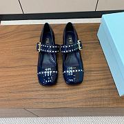 Okify Prada Mary Jane Block Heel Pumps In Dark Blue Patent Leather EU35-41 - 3