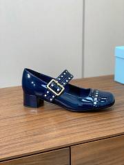 Okify Prada Mary Jane Block Heel Pumps In Dark Blue Patent Leather EU35-41 - 2