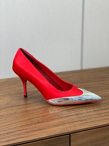 Okify Prada Silk Patchwork Heels In Red EU35-41