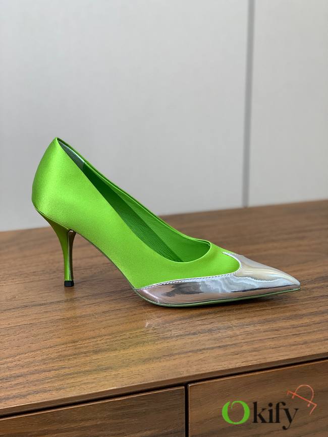 Okify Prada Silk Patchwork Heels In Green EU35-41 - 1