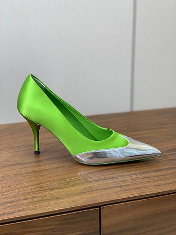 Okify Prada Silk Patchwork Heels In Green EU35-41