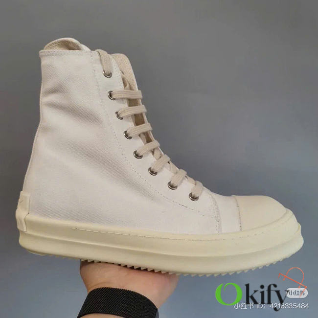 Okify Rick Owens White Ankle Sneakers  - 1