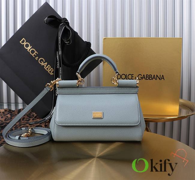 Okify Dolce & Gabbana Sicily Handbag In Light Blue 20502 11x18x6cm - 1