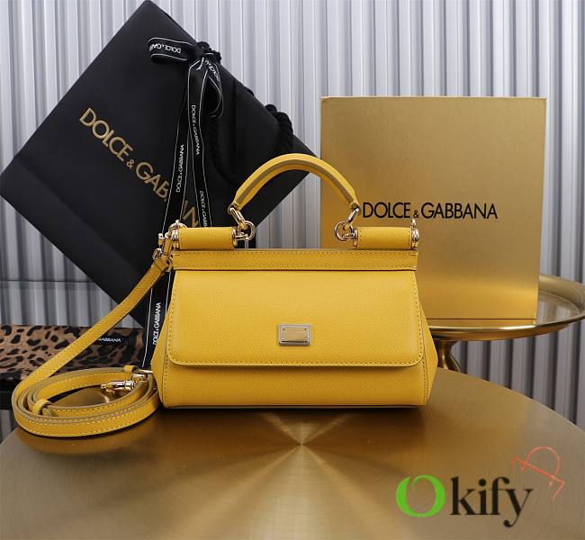 Okify Dolce & Gabbana Sicily Handbag In Yellow 11x18x6cm - 1