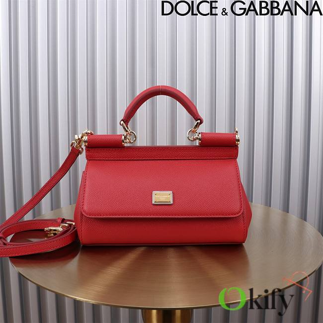 Okify Dolce & Gabbana Sicily Handbag In Red 11x18x6cm - 1