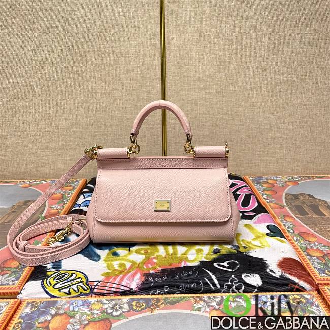 Okify Dolce & Gabbana Sicily Handbag In Baby Pink 11x18x6cm - 1