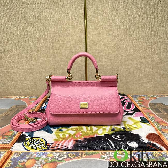 Okify Dolce & Gabbana Sicily Handbag In Pink 11x18x6cm 20509 - 1