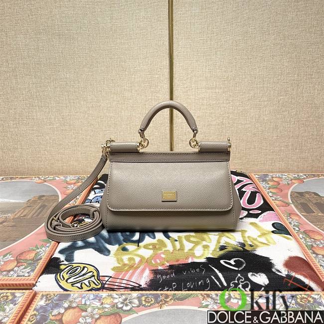 Okify Dolce & Gabbana Sicily Handbag In Grey Gray 11x18x6cm  - 1