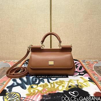 Okify Dolce & Gabbana Sicily Handbag In Brown 11x18x6cm 