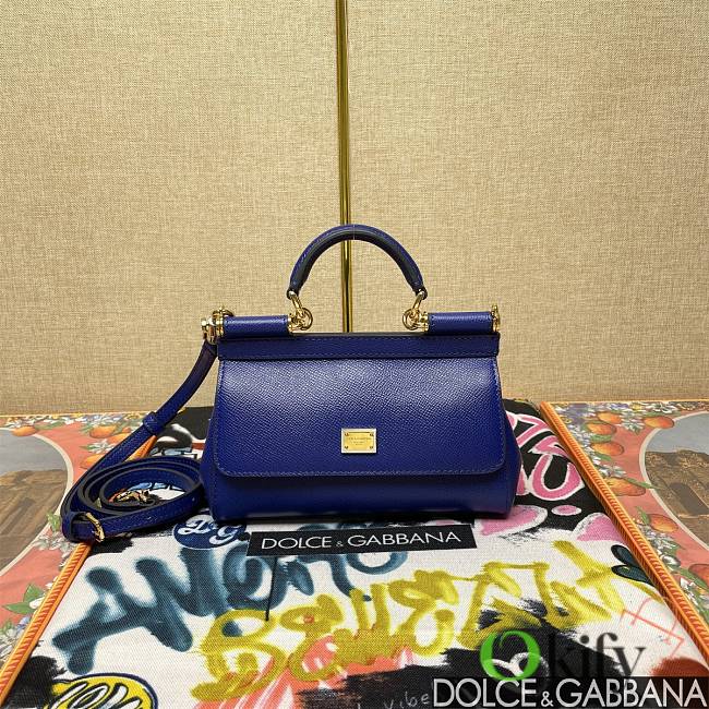 Okify Dolce & Gabbana Sicily Handbag In Dark Blue 11x18x6cm  - 1