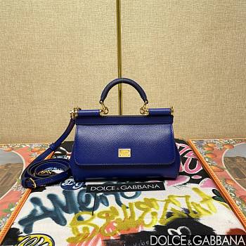 Okify Dolce & Gabbana Sicily Handbag In Dark Blue 11x18x6cm 