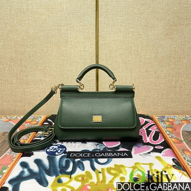 Okify Dolce & Gabbana Sicily Handbag In Dark Green 11x18x6cm  - 1