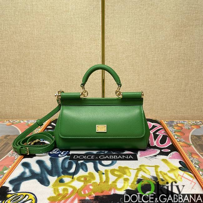 Okify Dolce & Gabbana Sicily Handbag In Green 11x18x6cm  - 1