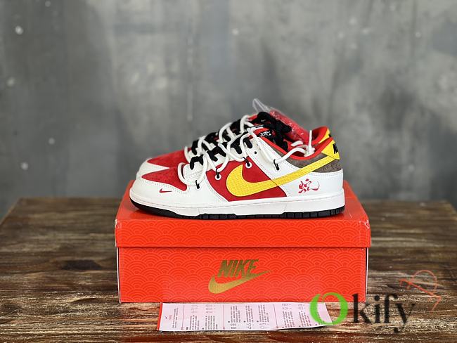 Okify Nike SB Dunk Low Retro Casual Sneakers In Red And Yellow EU36-46  - 1