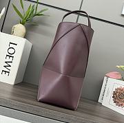 Okify Loewe Medium Puzzle Fold Tote Bag In Burgundy Shiny Calfskin 25.5x14.5x31.5cm 20534 - 4