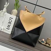 Okify Loewe Medium Puzzle Fold Tote Bag In Black And Caramel Shiny Calfskin 25.5x14.5x31.5cm - 1