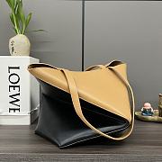 Okify Loewe Medium Puzzle Fold Tote Bag In Black And Caramel Shiny Calfskin 25.5x14.5x31.5cm - 5