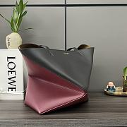 Okify Loewe Medium Puzzle Fold Tote Bag In Dark Red And Black Shiny Calfskin 25.5x14.5x31.5cm - 3